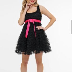 Black Dress with Pink Bow vintage 1960’s